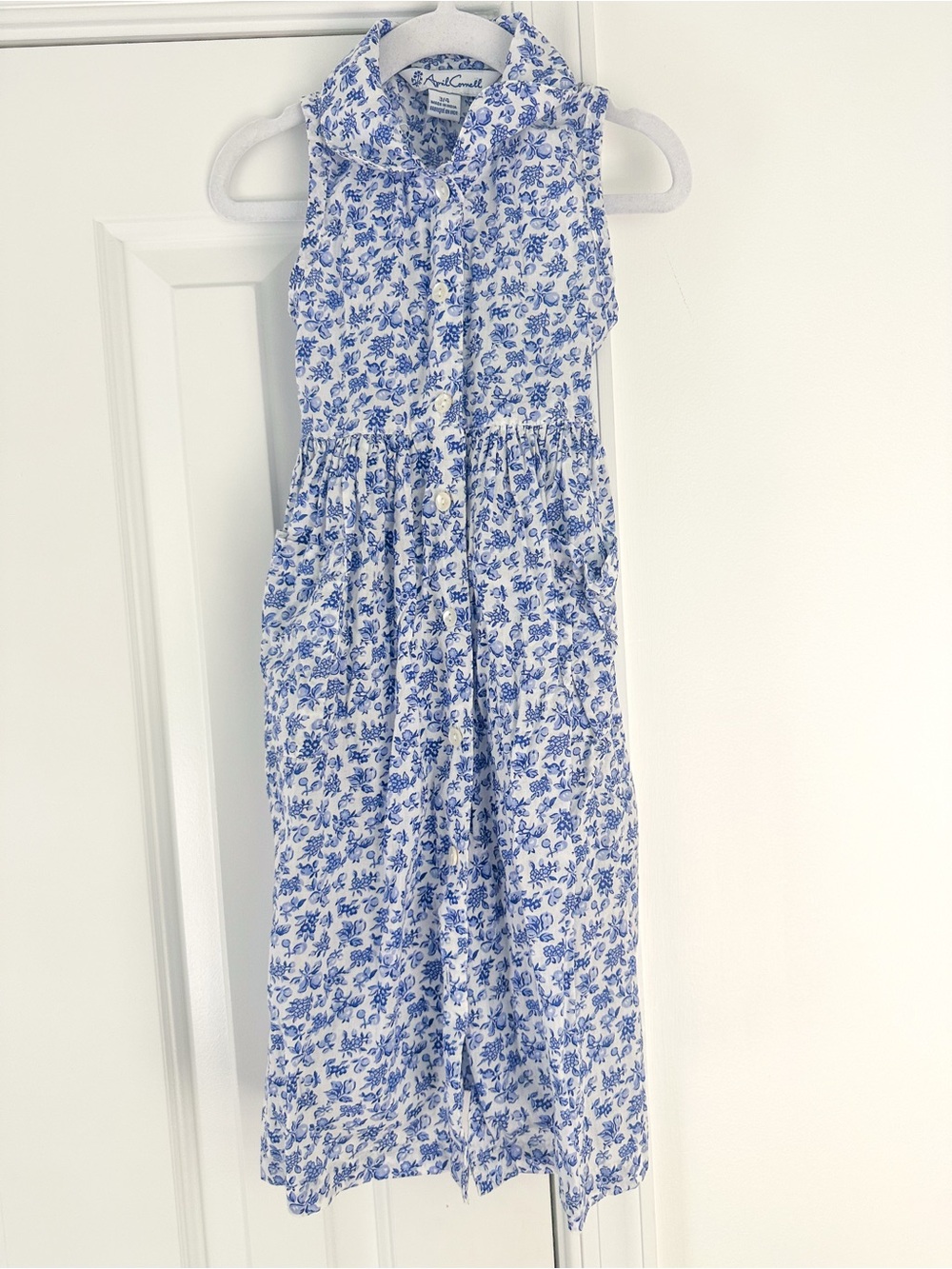 April Cornell Blue Floral Button Down Dress size 3/4 like new